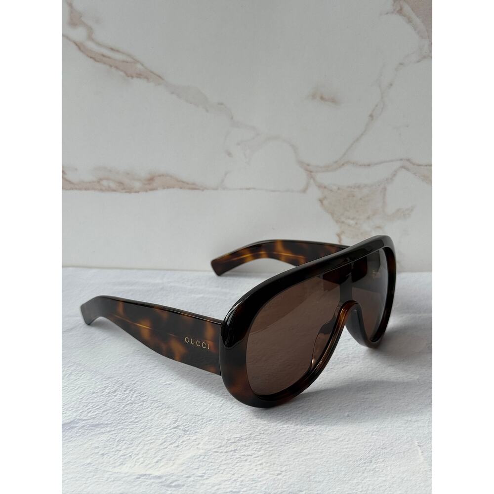 NEW Gucci GG2164S Brown Aviator Oversized Sunglasses $565 - Picture 5 of 11